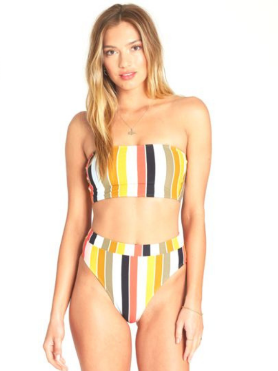 בגד ים ביקיני פסים גיזרה גבה וסטרפלס ביקיני סטרפלס