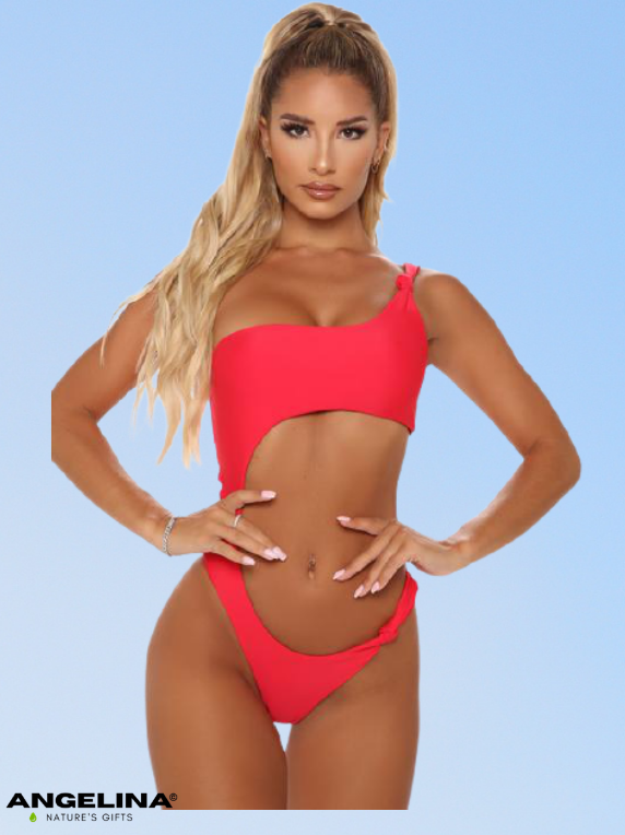 Beach Side Cutout Swimsuit Red) בגד ים סקסי