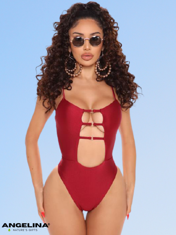 Maldives Sunrise One Piece Cheeky Swimsuit - Red (3)