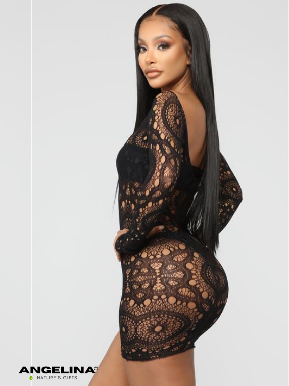 Wild Soul Swim Cover Up Dress Black-B07S2118009 מיני