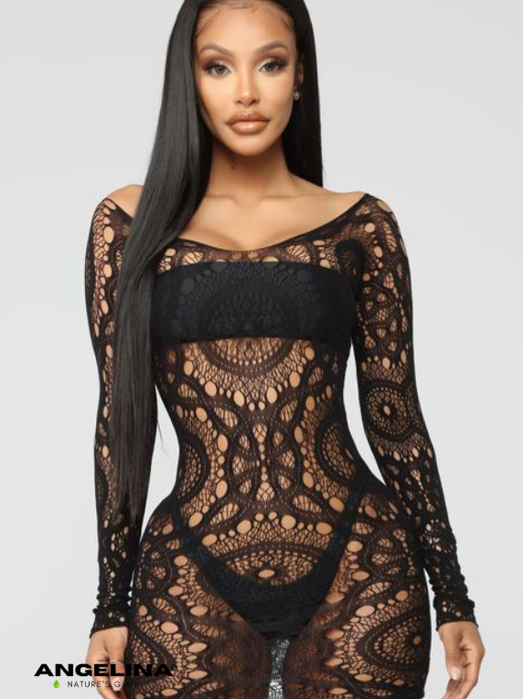 Wild Soul Swim Cover Up Dress Black-B07S2118009 (3) סרוג