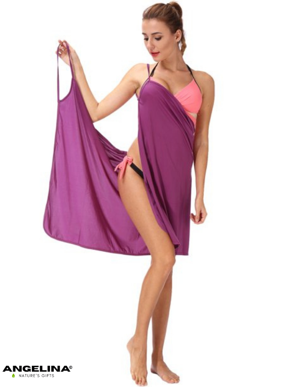 שמלת חוף צבע סגול מתכווננת לכל גודל וכל מידה שמלת קיץ