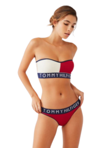 בגד ים ביקיני סטרפלס של TOMMY שילוב אדום ולבן